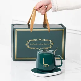 Temperature Control Smart Mug Ceramics 55 Degree Ceramic Cup Thermostatic Cup Gift Boxed Coffee Heated Coffee Mug For Family Friends New Year Gift Gre