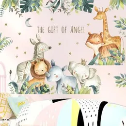 Tipi Tipi Tap Happy Jungle Animals Wall Decals Cartoon Animals Wall Stickers Watercolor Tree Animal Wall Stickers Nursery Wall Decor Woodland Wall Dec