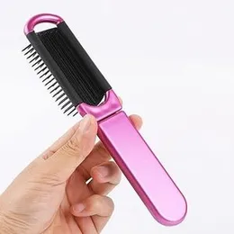 Folding Travel Hair Brush with Mirror – Compact, Collapsible Brush for Women & Men, Pocket-Size, Portable Hairbrush for Purse, Gym, Car, School & More