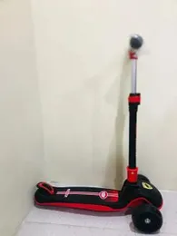 Ferrari Scooter |LED Wheel Lights Illuminate When Rolling – Children and Toddler 3 Wheel Kick Scooter – Adjustable Handlebar – Indoor and Outdoor- Red