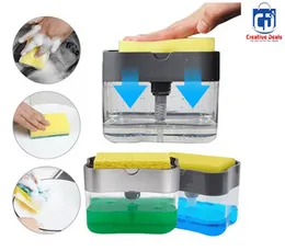 Kitchen Soap Pump Dispenser with Sponge Holder | 2-in-1 Sink Caddy | Durable Leak-Proof Soap Box