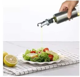 Olive Oil and Vinegar Dispenser Bottle Set, Stainless Steel Glass Oil Bottle - Leakproof Glass Oil Bottle, 1 Stainless Steel Funnel for Refilling