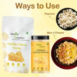 ManHar Organics Cheddar Cheese Powder 100gm - Seasoning for Delicious Cheesy flavour Popcorn, Makhanas, Nachos, Pasta, Fries