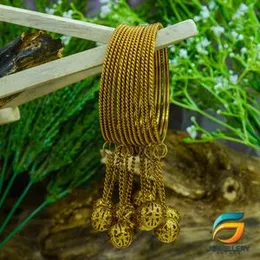 Gold plated bangles  Dull Gold  Stylish Full Set Bangles With Hanging  Crystal Tassel  Bangle Set For Ladies.