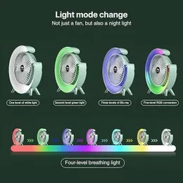 Personal Mini Fan Cooler with LED Light,3 Speeds Portable Table Fan Cooler 180° Tilt,USB Rechargeable Battery Powered Fan,Quiet Cooling Fan for Bedroo