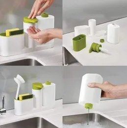 SinkBase Plus 3 Piece Sink Tidy Set Soap Dispenser with Sponge Holder