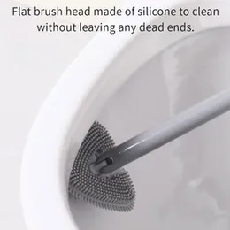 Toilet Brush and Holder, Triangular Toilet Brush with Silicone Bristles, Adjustable Brush Head Angle, Wall Mounted Holder with Ventilation Slot, Toile
