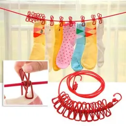 180cm Clotheslines With 12 Clips Portable Clothesline Windproof Clothes Rope Drying Rack Cloth Hanging Line Travel Supplies