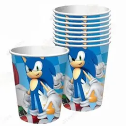 Sonic Theme Paper Cup Paper Plate Set Birthday Party Decorations 10 Pcs