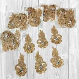 BEAUTIFUL AARI WORK FLOWERS. Bridal Applique Gold Stone &  Beaded Design