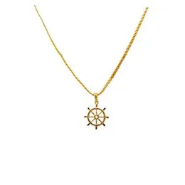 Gold Plated 2mm Bismarck Chain With Plena Dharma Sakkara Pendant For Women.