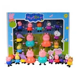 Peppa Pig Happy Family Toy Figures Set for Kids Collectible Poseable Mini Characters, High Quality Durable toys for Birthday Gifts and Kids