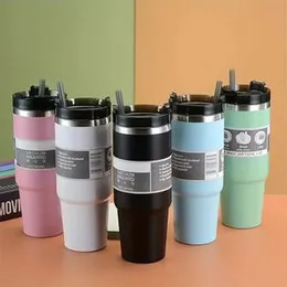 VACCUM INSULATED MUG WITH STRAW 900 ML Vacuum Coffee Tumbler Cup
