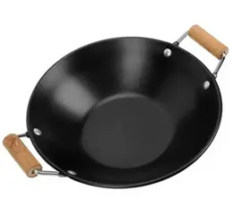Frying pot new cooking pan with heat resistant wooden handle
