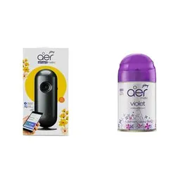 Godrej aer Smart Matic - BLUETOOTH ENABLED Automatic Air Freshener Kit, Alive 225ml (134g) & Automatic Air Freshener Refill Pack - Violet Valley B