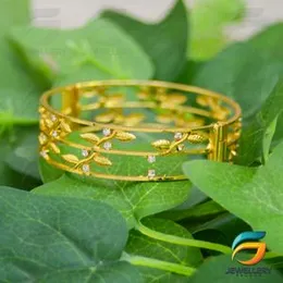 ESH Hight Quality gold plated lock Lover Stylish bangle with stones Eye-catching Design For Women.