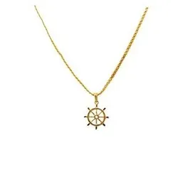 Gold Plated 2mm Bismarck Chain With  Plena Dharma Sakkara Pendant For Women.