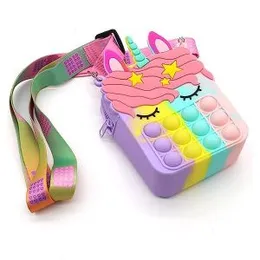 Kids Pop It Push Fidget Unicorn Crossbody Bag (Multicolour)