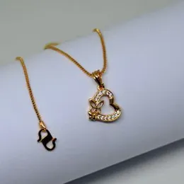 Gold Plated Chain With Heart shape Flower Design Pendant For Women