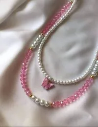 Double necklace pink set.