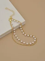 Faux pearl decor lawyered anklet.