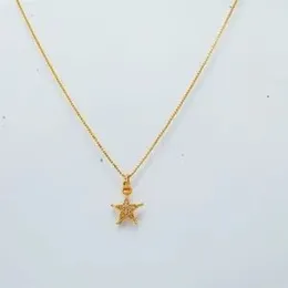 22kt Plated 1mm Box  Chain With Small Star Pendant  for Women.