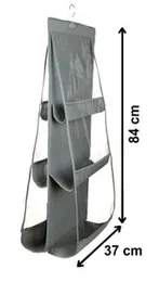 3 layer and 6 pocket foldable hanging bag folding shelf bag, Dust proof hanging handbag organizer.