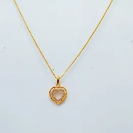Gold Plated 1MM Box Chain With Double Heart Pendant for Women-24 inch