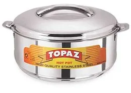 Topaz Oscar Double Wall Insulated Hot Pot, Stainless Steel Casserole, 2500 ml, Silver