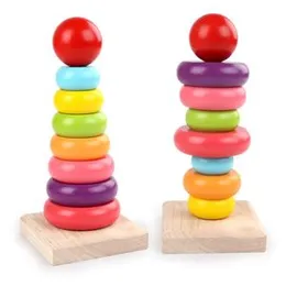 Colorful Baby Price Brilliant Basics Rock a Stack Learn Colors Stacker Rainbow tower Wooden block baby toys stacking ring pattern education toys for K
