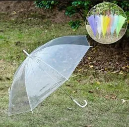 Crystal Clear Long-Handled Transparent Umbrellas for Rain Protection