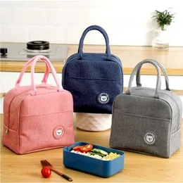 Children's Lunch Bags Solid Color Thermal Insulation Large Capacity Outdoor Portable Picnic Food Storage Bag Kids Lunch Box Bag