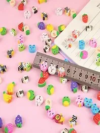 10 Pcs Animal Fruit Erasers for Kids, Assorted Small Cute Pencil Erasers for Home School Work Rewards, Party Favors and Gift Filler