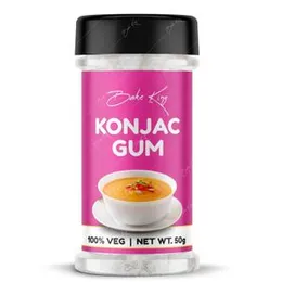 BAKE KING Konjac Gum Powder 50 Gram | Vegetarian Item | For soups, sauces and gravy | Cooking And Baking Purpose | Thickening, Binding Agent and Stabi