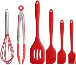 Silicone Kitchenware Set 6-Piece Baking Tool Spatula Silicone Spatula Oil Brush Egg Beater Cooking Spoon Spatula