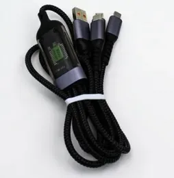 100W 3 in 1 fast charging data cable phone accessories transparent usb micro type c lighting charging cable