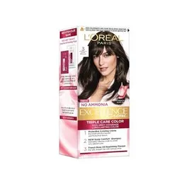 LOREAL PARIS EXCELLENCE CRÈME HAIR COLOR, 3 Dark Brown, 25ML+25GM ( With French Rose Oil)