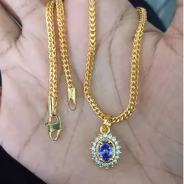 2.2MM fox chain with purple colour stone pendant