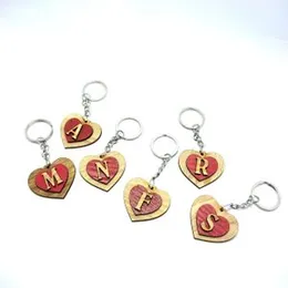 Personalized Heart-Shaped Letter Key Tags - Customizable with Names, King Wishes Design, Made of Wood, Ideal Key Chain and Love Gifts