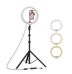 10 Inch Selfie LED Ring Light Adjustable Phone Holder 360 Rotatable Studio Light for YouTube TikTok Online Classes Photography