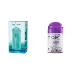 Godrej aer matic, Automatic Air Freshener Kit with flexi control - Cool Surf Blue (225 ml) & Refill Pack - Violet Valley Bloom (225 ml)