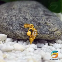 22KT The Arish Yellow Gold White Stones Pendant  For Women.