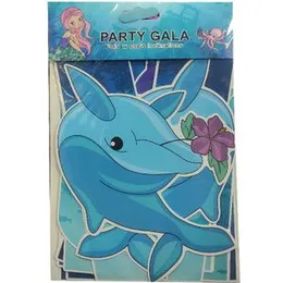 Dolphin Fish Cardboard Party Gala Bunting Letter Banner Happy Birthday Dolphin Fish Mermaid Banner Animal