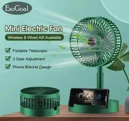 EsoGoal rechargeable Electric Fan Mini Foldable Telescopic Fan Low Noise Portable Folding Telescopic Small Desktop Fan High B-attery Life USB Recharge