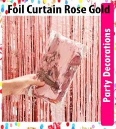 Birthday Rose Gold Foil Curtain Fringe Party Backdrops Balloon