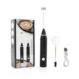 Electric Milk Frother with Double Whisk, USB Rechargeable 2 in 1 Milk Foam Maker for Coffee Latte Cappuccino Egg Beating
