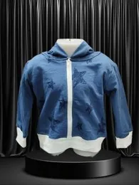 Blue Star Printed Hoodie for Kids – Soft Cotton Zip-Up Jacket