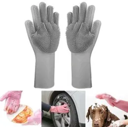 Silicone Dish Washing Kitchen Hand Gloves - Multicolor