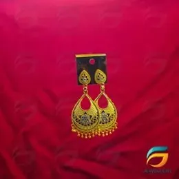 Gold Plated Leaf Dangle Earrings for Women Big Gold Statement Drop Earring With Black and white  Stone For Women..