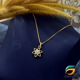 Gold Plated Guaranteed 18/24 inch 01mm Box Chain with Flower Pendant With Stone Necklace for Ladies.